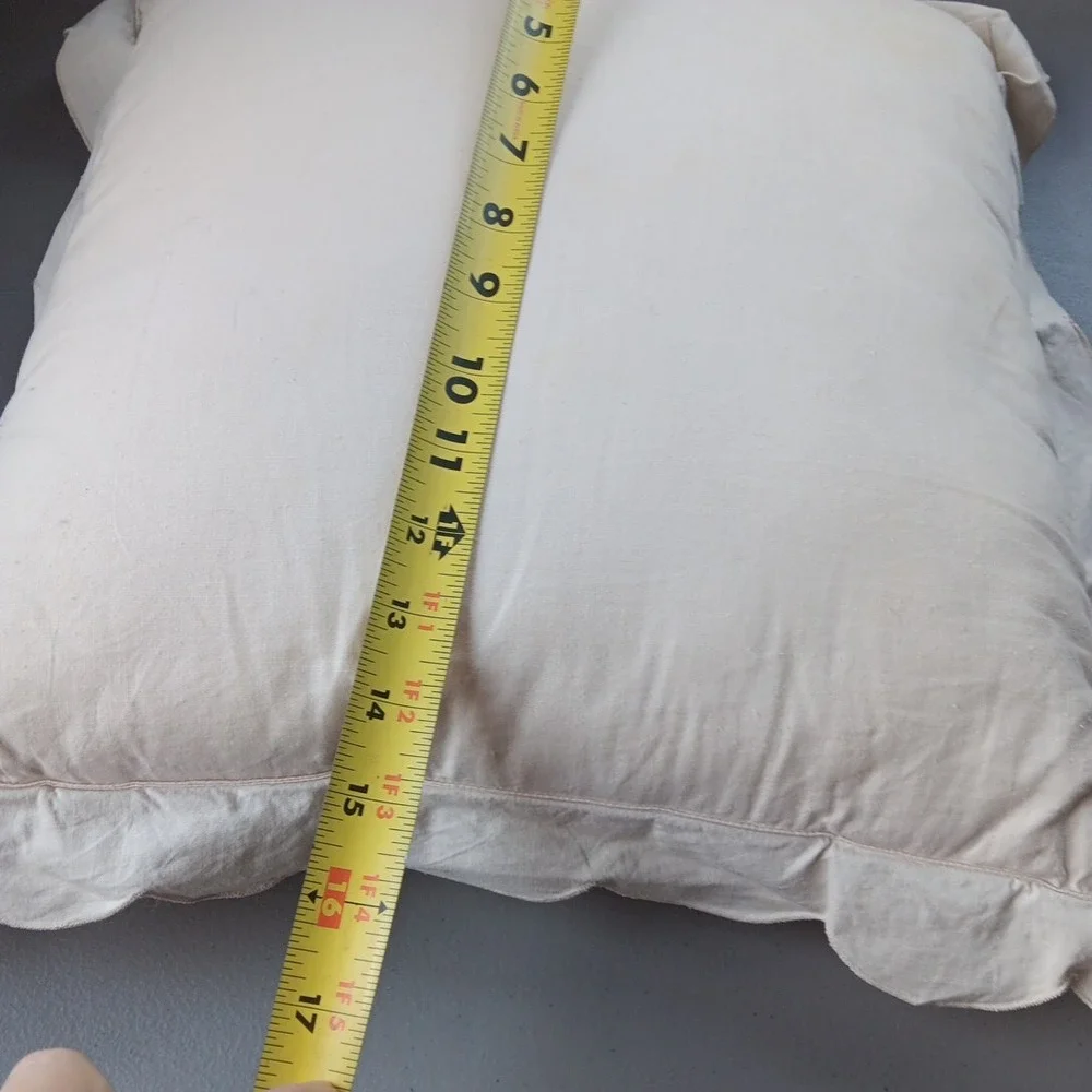 Romantic Pillow LINEN Cotton Cutwork Rose Enter Beige Ruffle Prairie Cottagecore - Picture 6 of 8